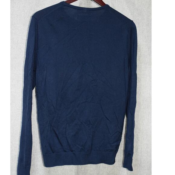 Nordstrom Mens Shop 100% Merino Wool Crewneck Sweater Navy Size M - Picture 4 of 4